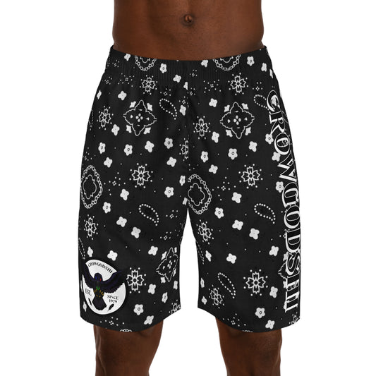 Crowgodshi Men's Black Colors Hawaiian Shorts