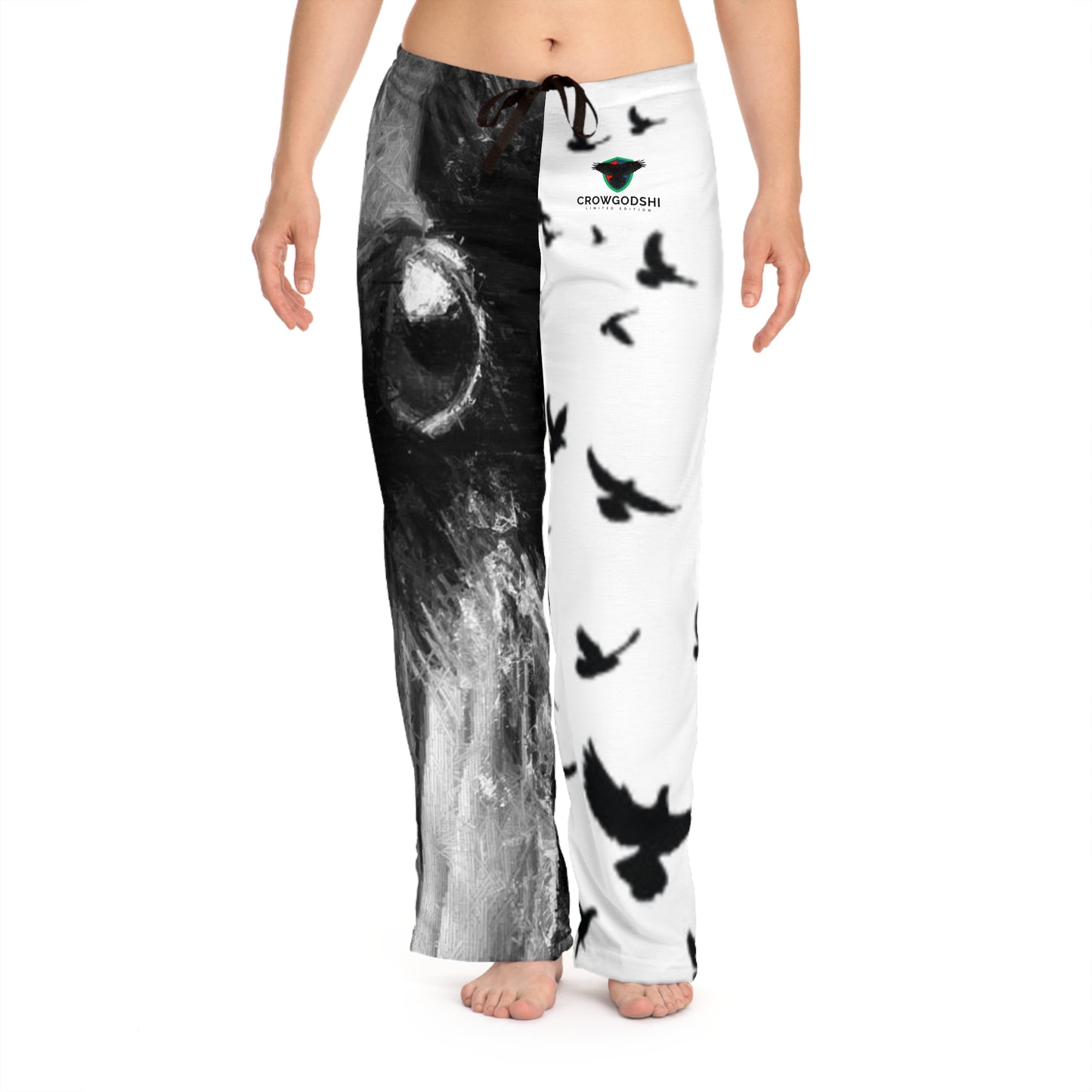 Elegant Black & White Bird Print Women's Pajama Pants - Relax in Style