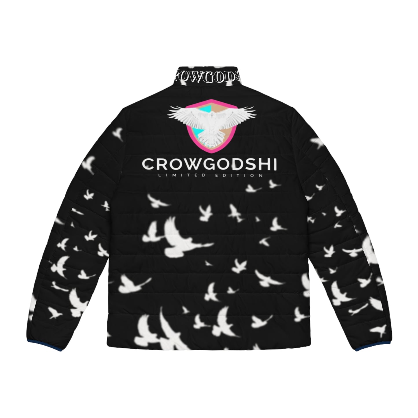 Crowgodshi Limited Edition Men's Puffer Jacket WHITE CROWS