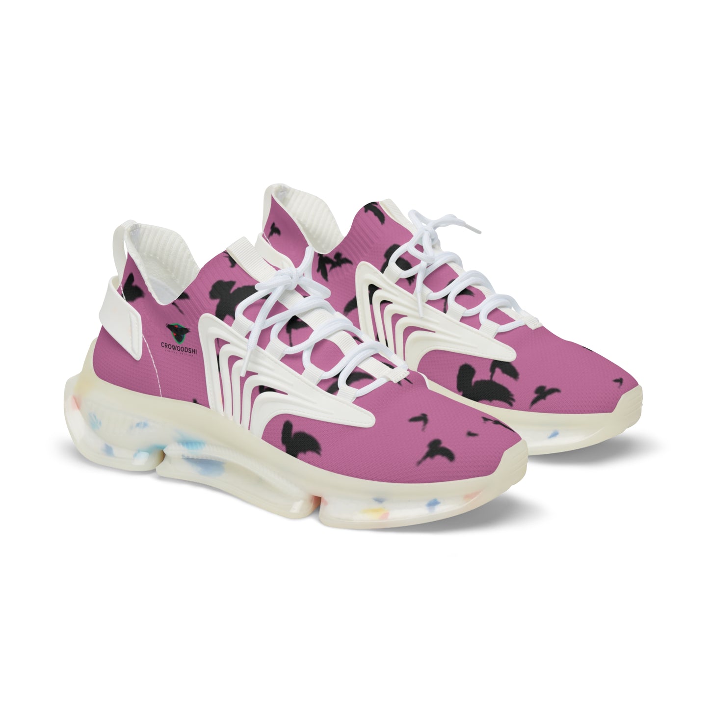 Crowgodshi Mesh Sneakers with Artistic Bird Print