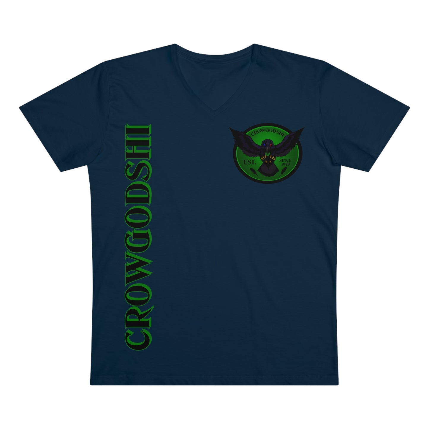Crowgodshi Designer First Generation Men’s Presenter V-neck, GREEN LOGO