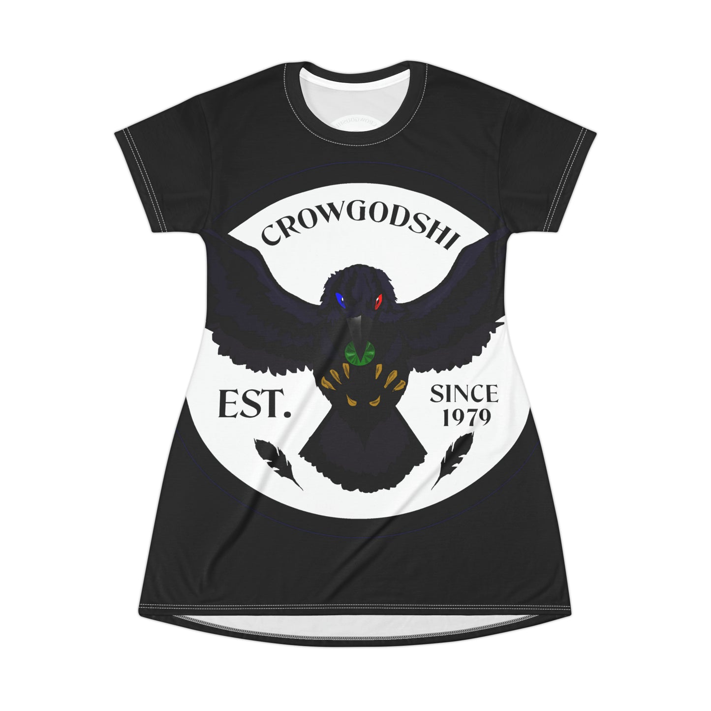 Crowgodshi Symbol T-Shirt Dress, WHITE LOGO