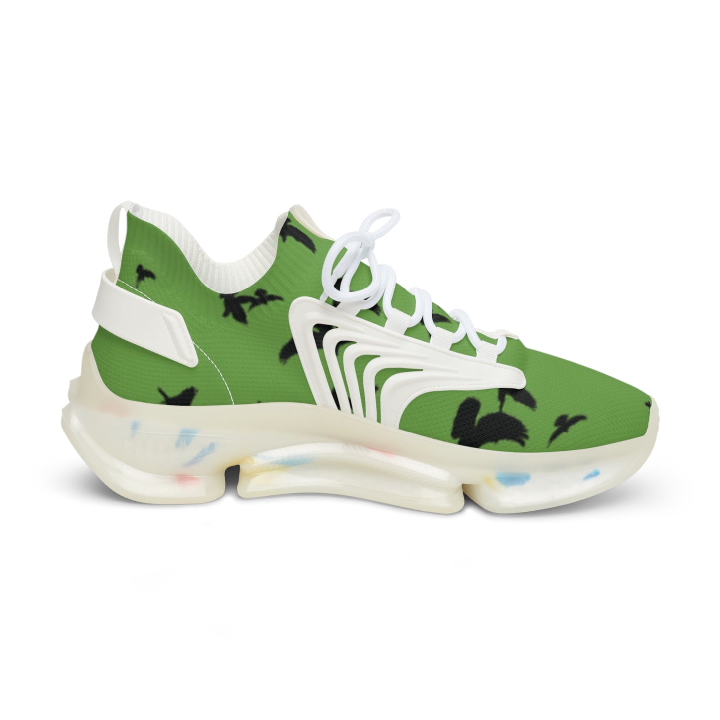 Crowgodshi Mesh Sneakers with Artistic Bird Print