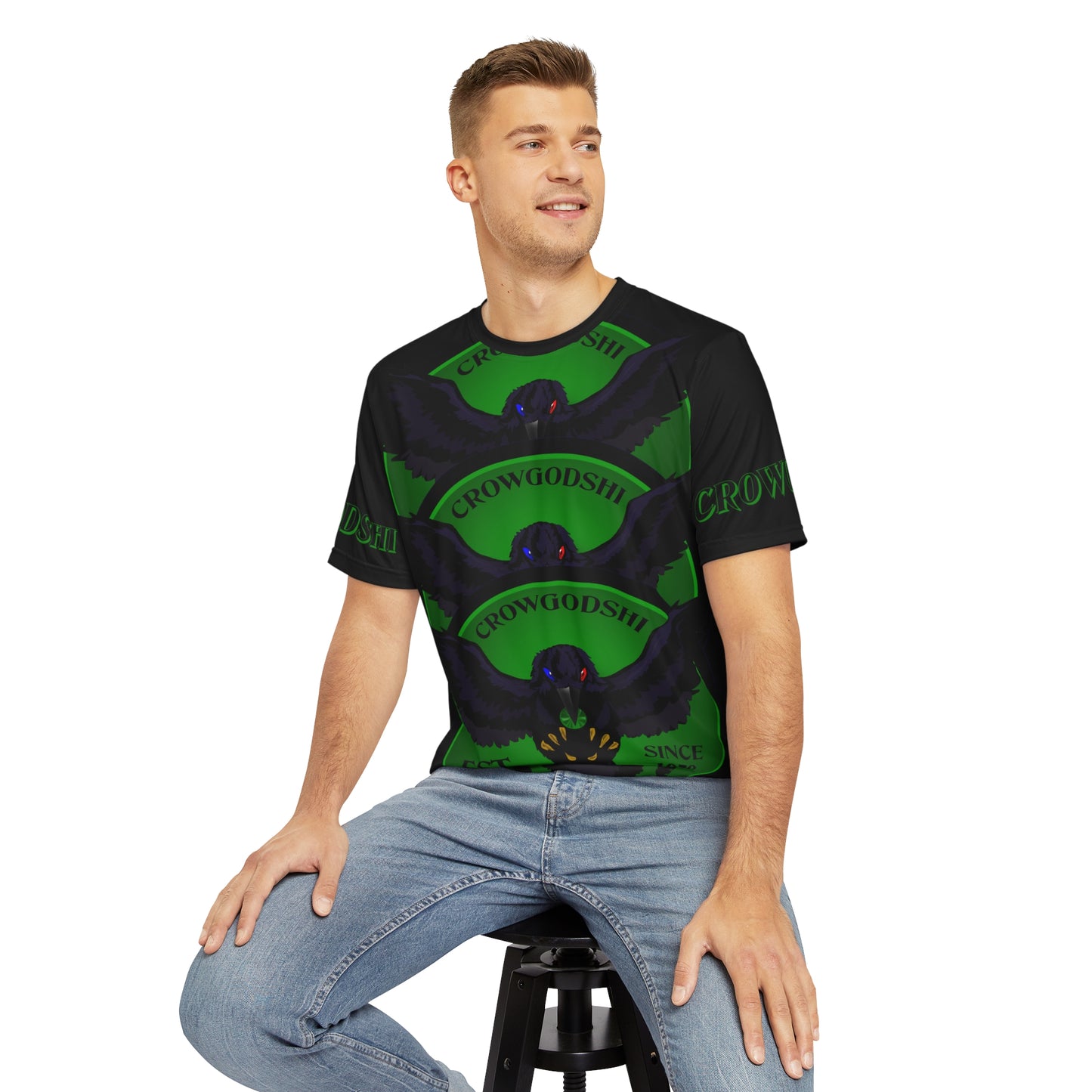 Special Edition Crowgodshi Designer T-shirt, GREEN LOGO