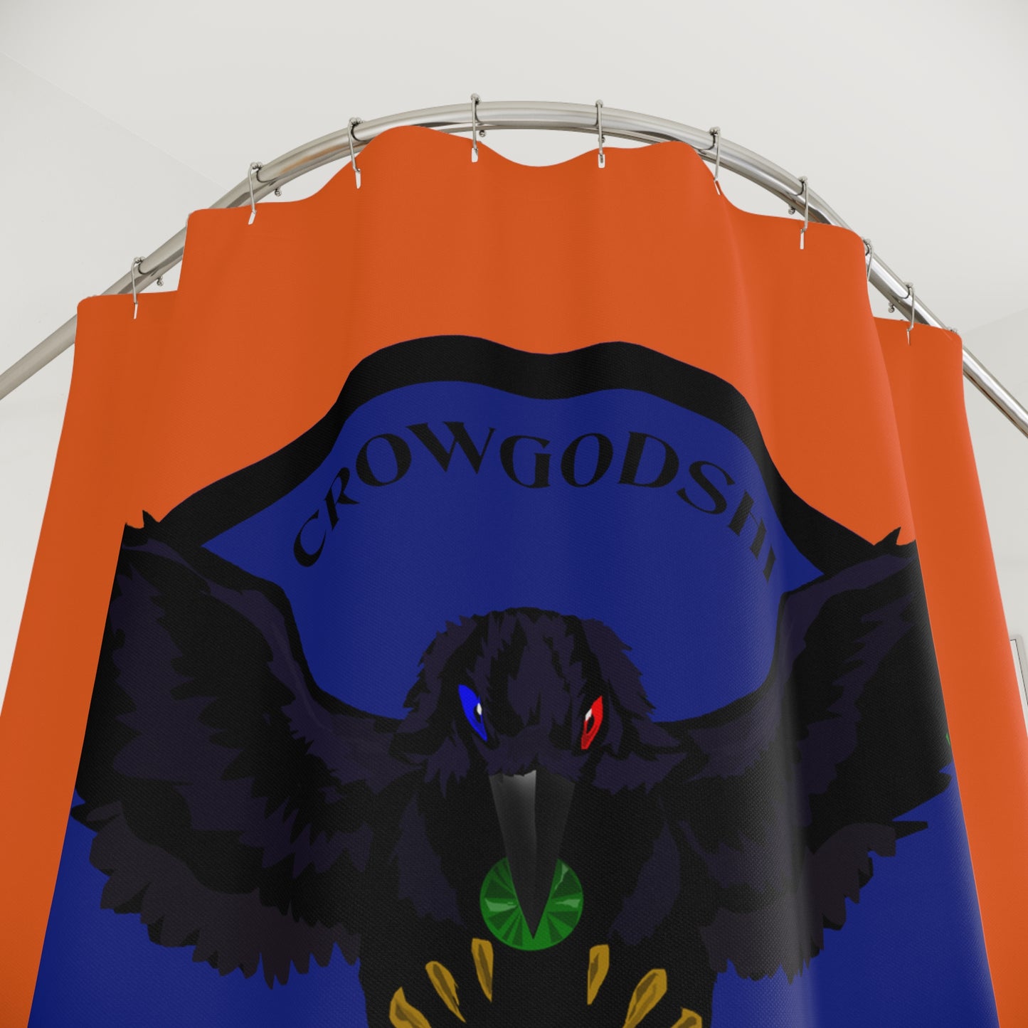 Crowgodshi First Generation Shower Curtain, BLUE LOGO