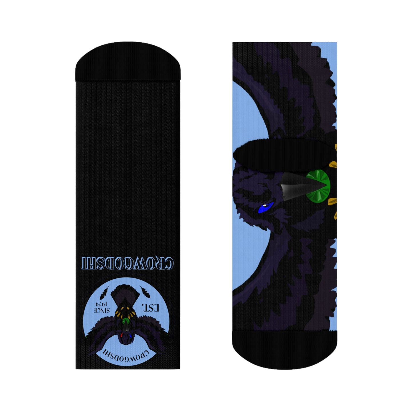 Crowgodshi First Generation Limited Edition Black Socks, CAROLINA BLUE LOGO