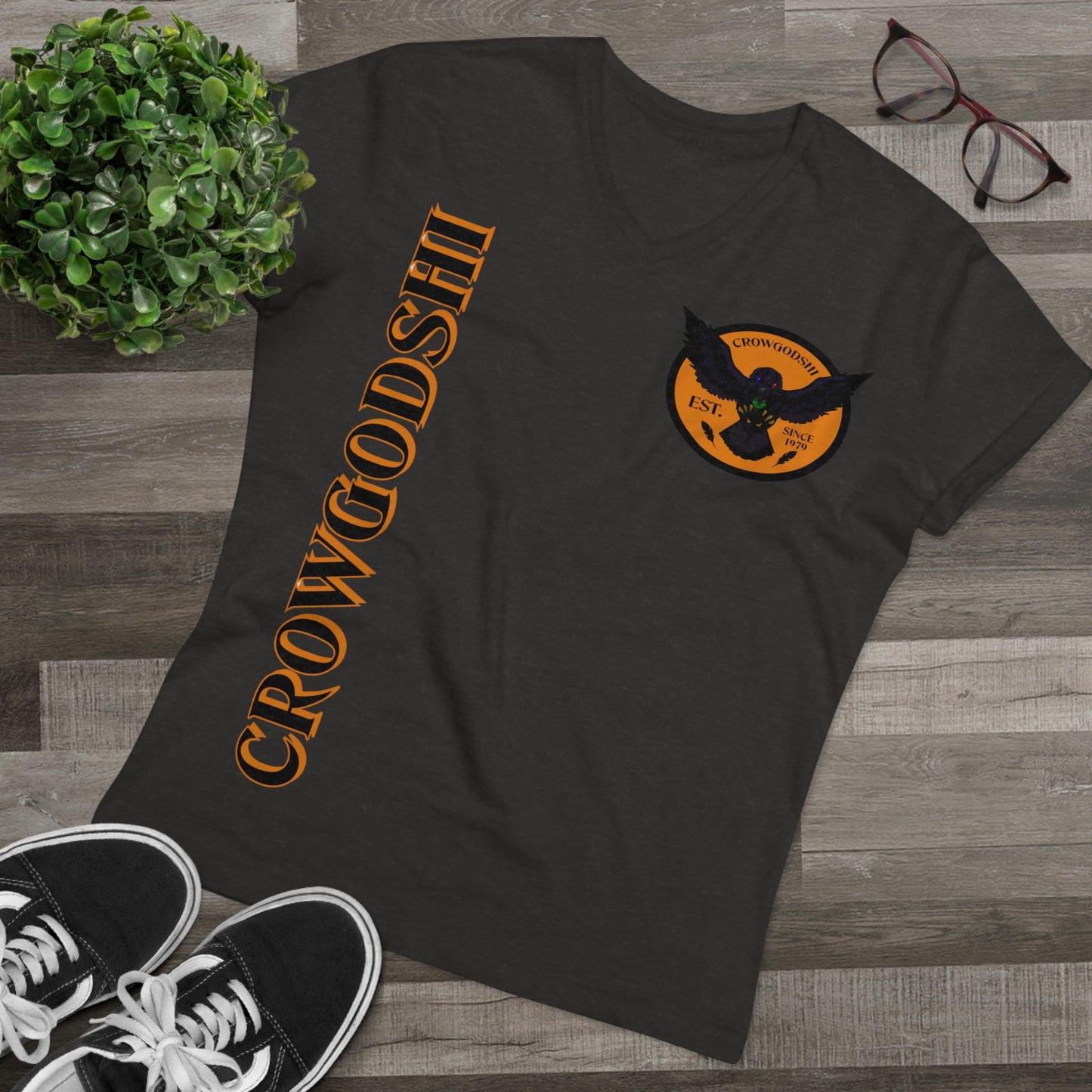 Crowgodshi Designer First Generation Men’s Presenter V-neck, ORANGE LOGO