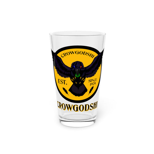 Gold Logo Crowgodshi Pint Glass, 16oz