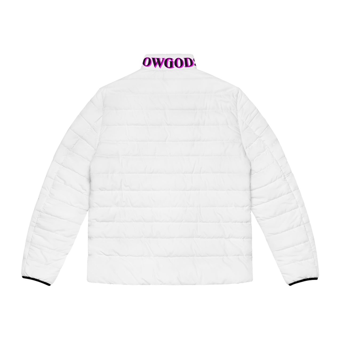 Men's CROWGODSHI 2nd GEN Puffer Jacket, WHITE W/ PINK LOGO