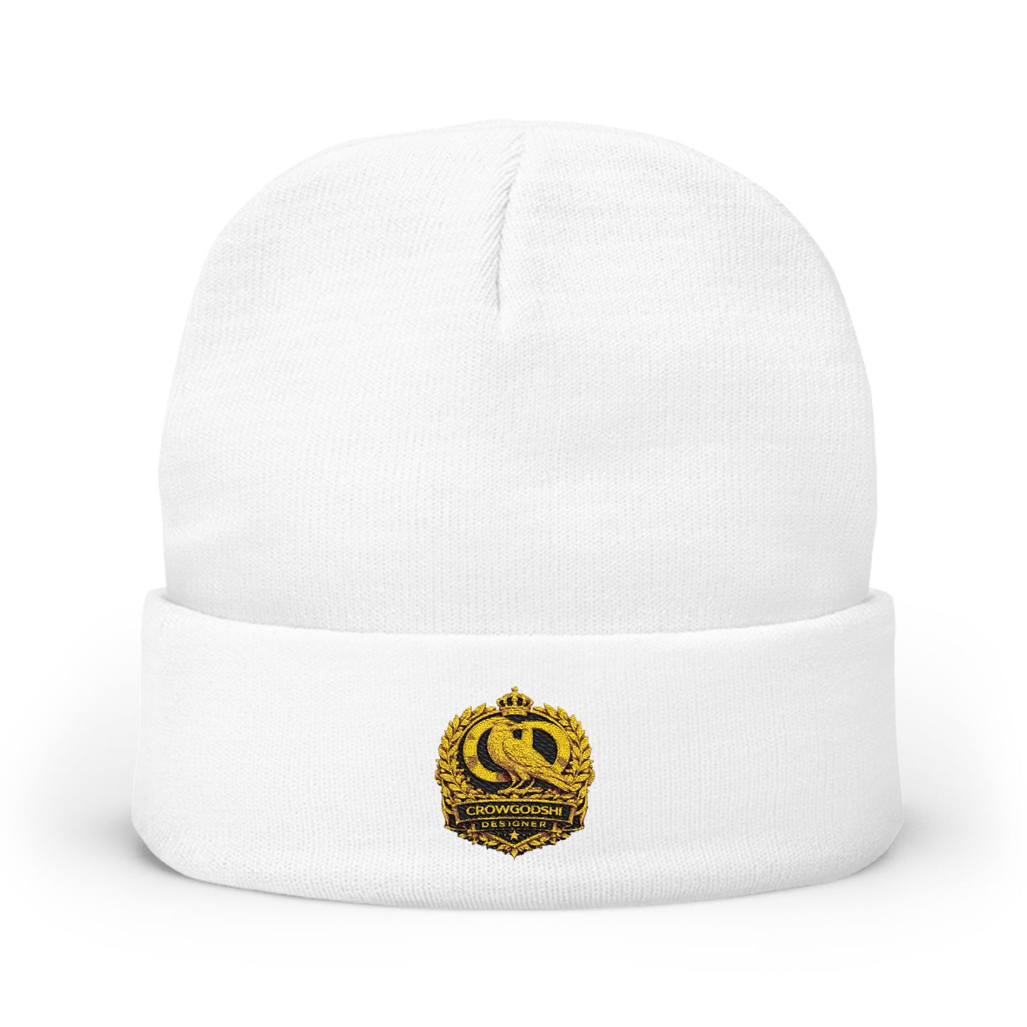 Crowgodshi Designer  Embroidered Knit Beanie