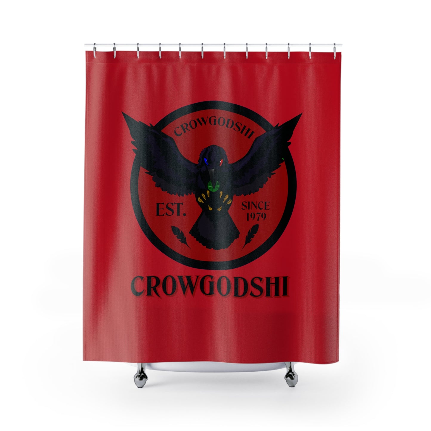 Crowgodshi First Generation Shower Curtain, BURGUNDY LOGO