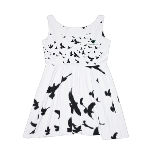 Blackbird Print Women's Skater Dress - Stylish & Flowy Casual Wear