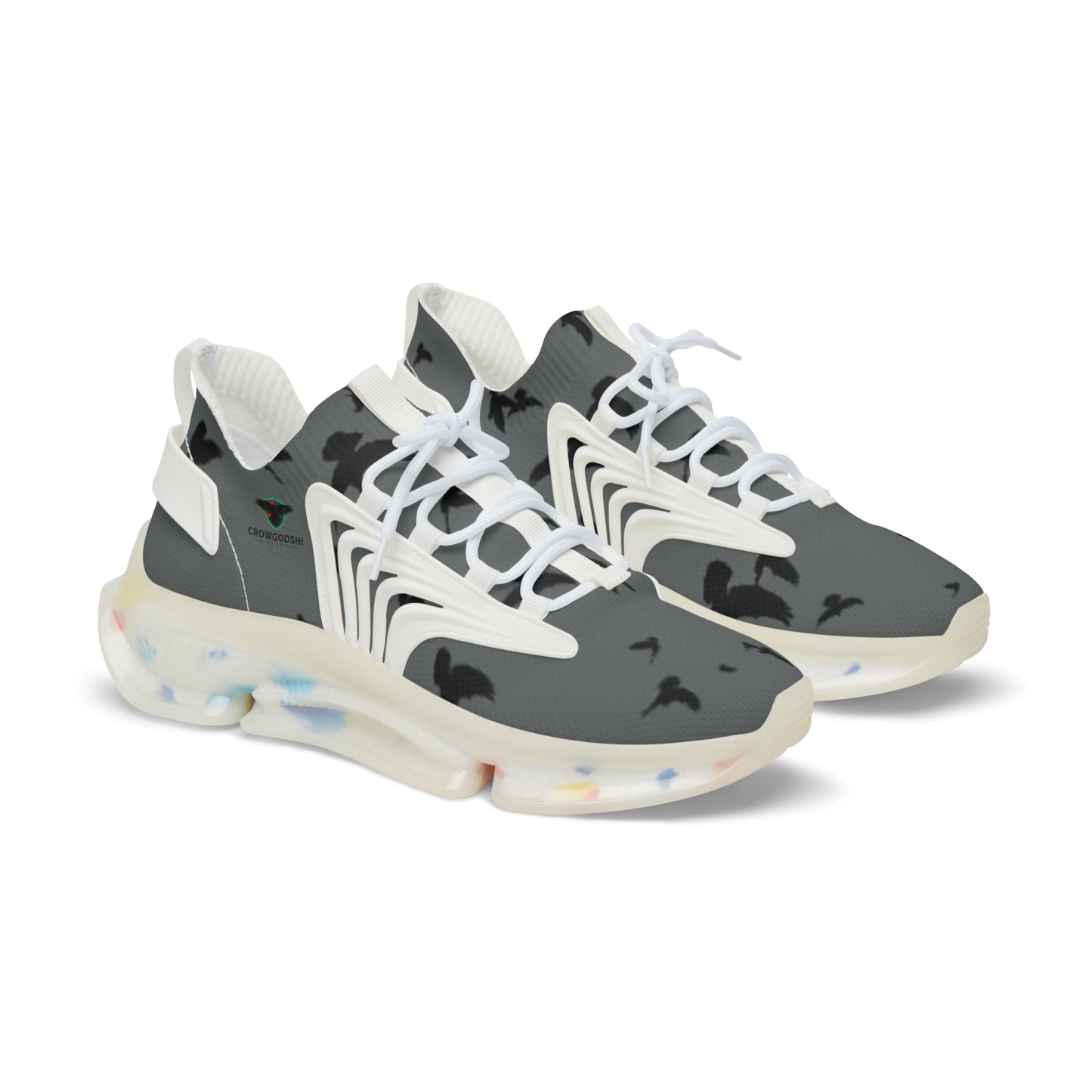 Crowgodshi Mesh Sneakers with Artistic Bird Print