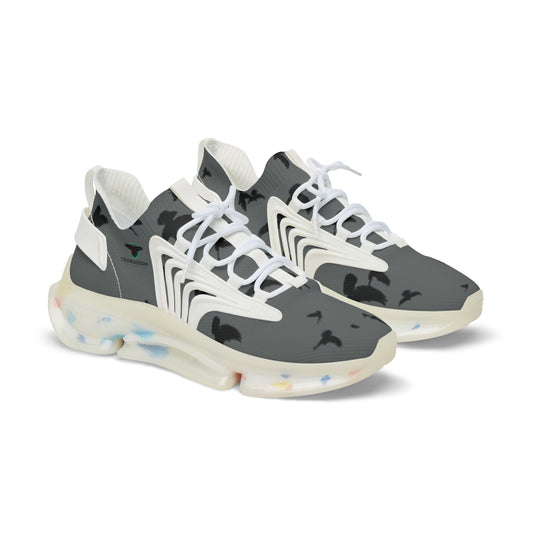Crowgodshi Mesh Sneakers with Artistic Bird Print