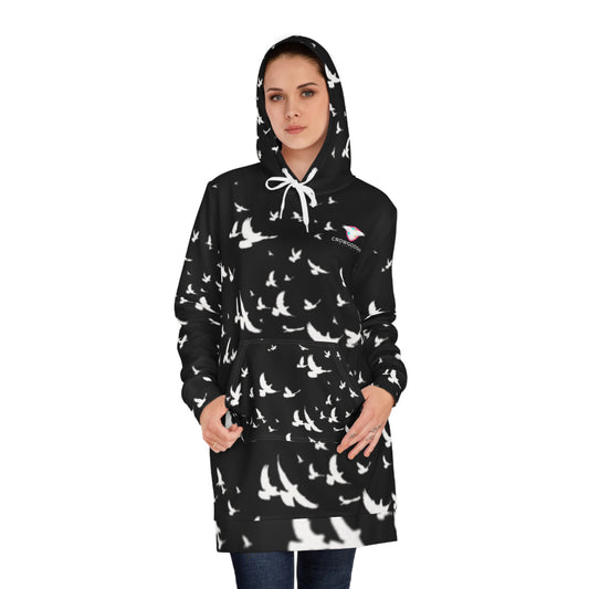 Women's Crowgodshi Limited Edition White Crows Hoodie Dress (BLACK)