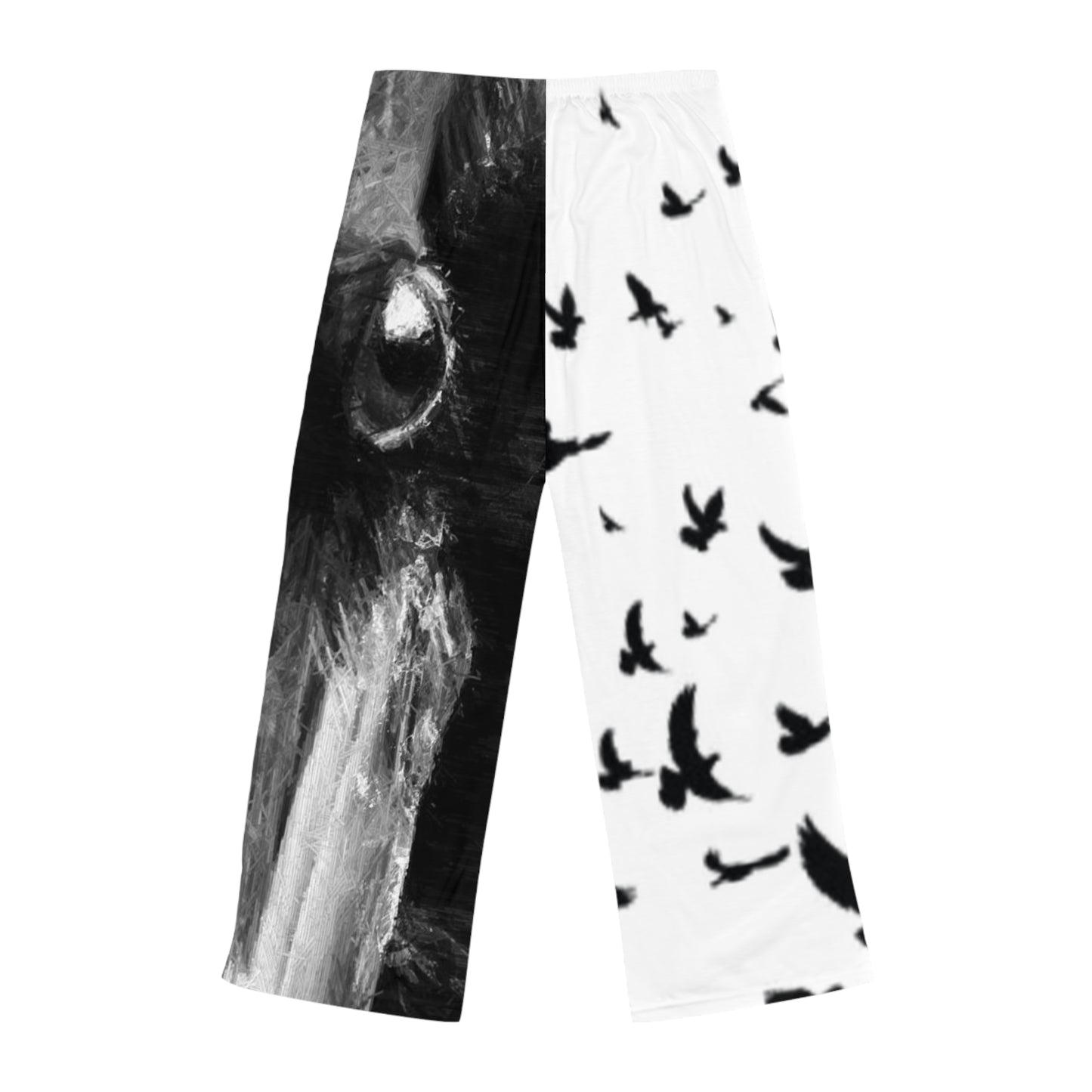 Elegant Black & White Bird Print Women's Pajama Pants - Relax in Style