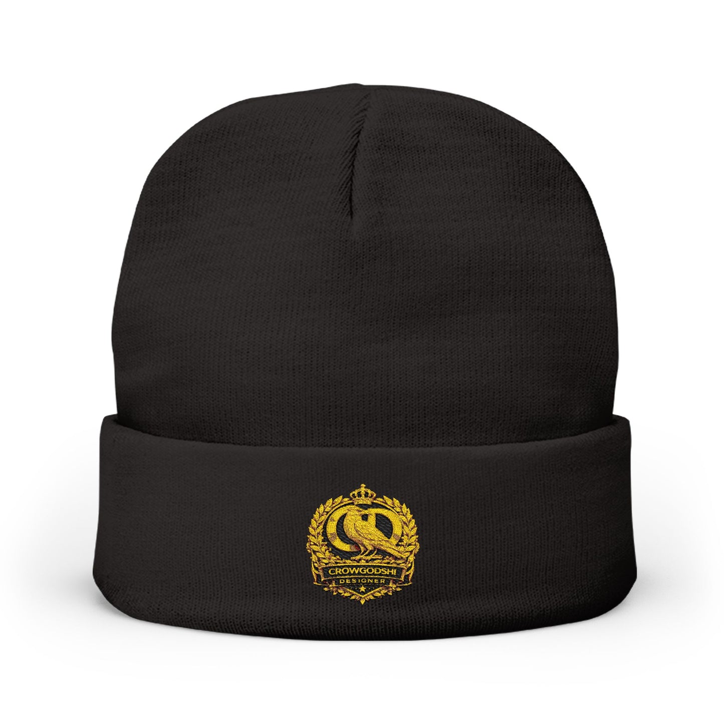 Crowgodshi Designer  Embroidered Knit Beanie