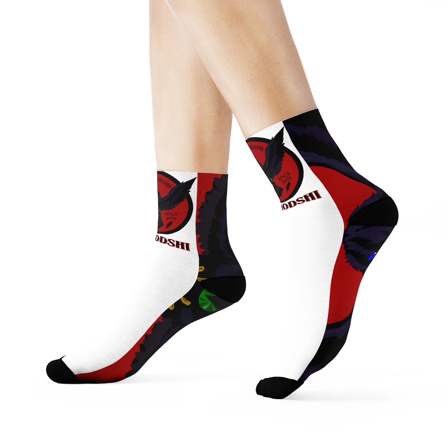 Crowgodshi First Generation Limited Edition White Socks, DUKE BLUE LOGO