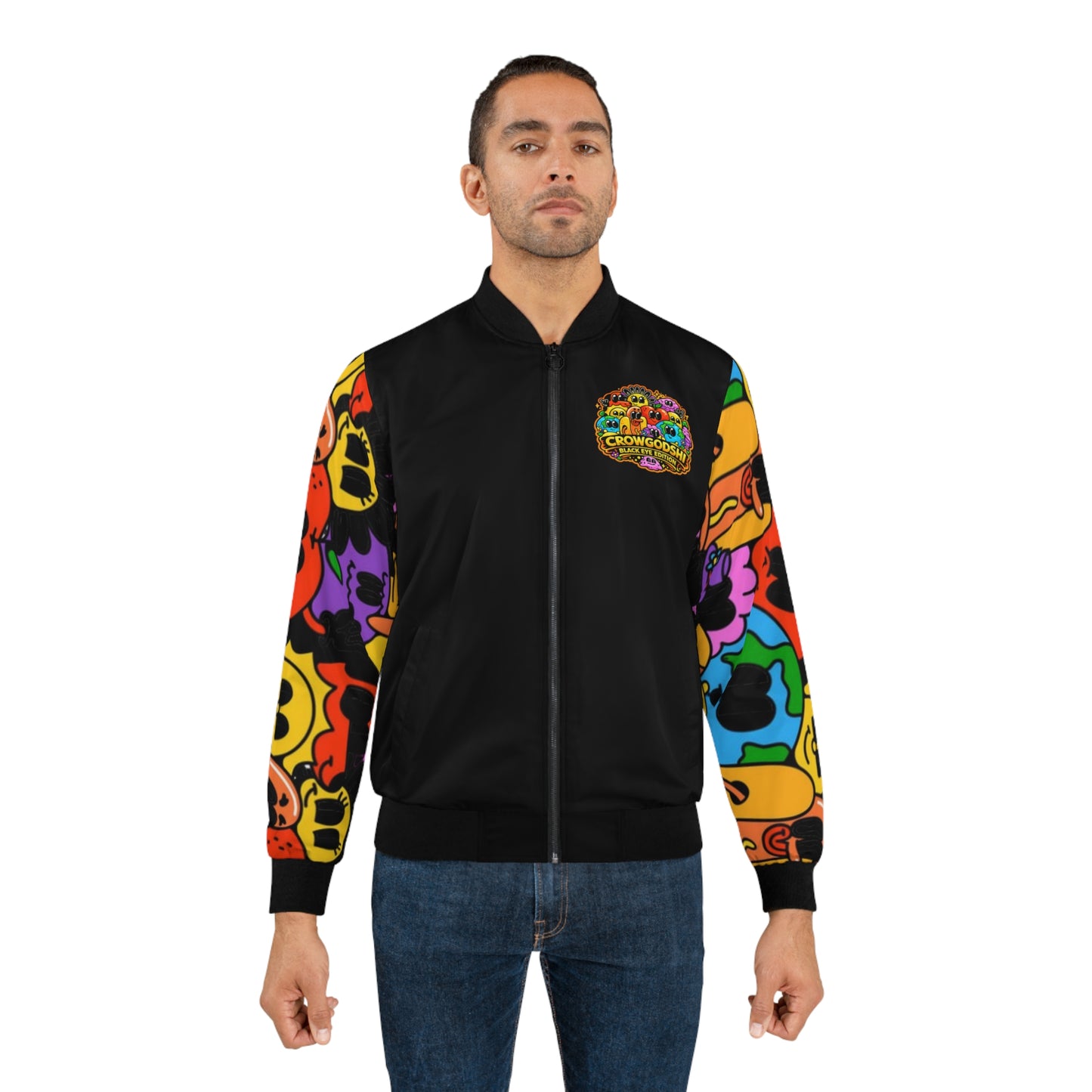 Crowgodshi Designer Black Eye Edition Bomber Jacket