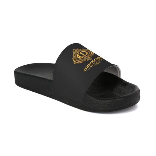 Crowgodshi Designer  Women's Luxury Black Pool Slides