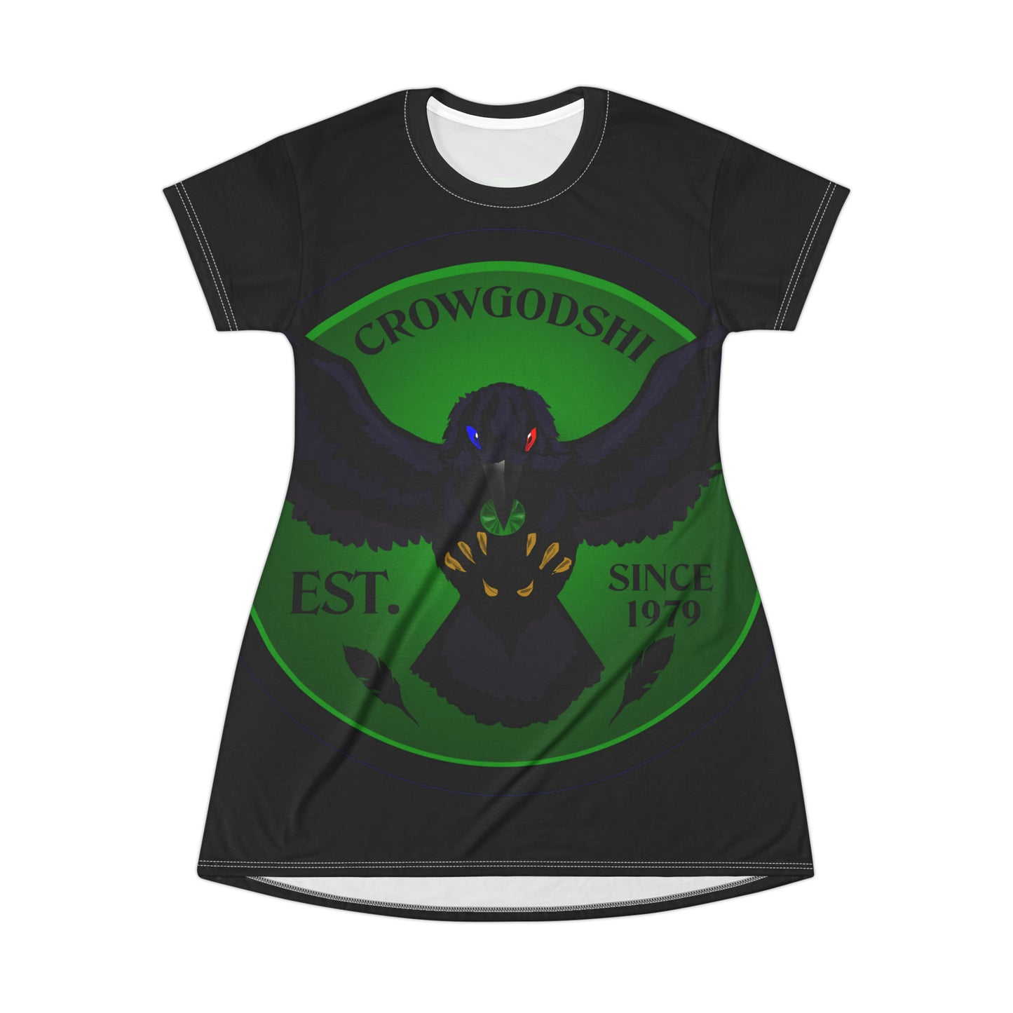 Crowgodshi Symbol T-Shirt Dress, GREEN LOGO