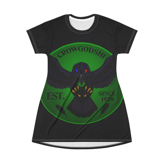 Crowgodshi Symbol T-Shirt Dress, GREEN LOGO