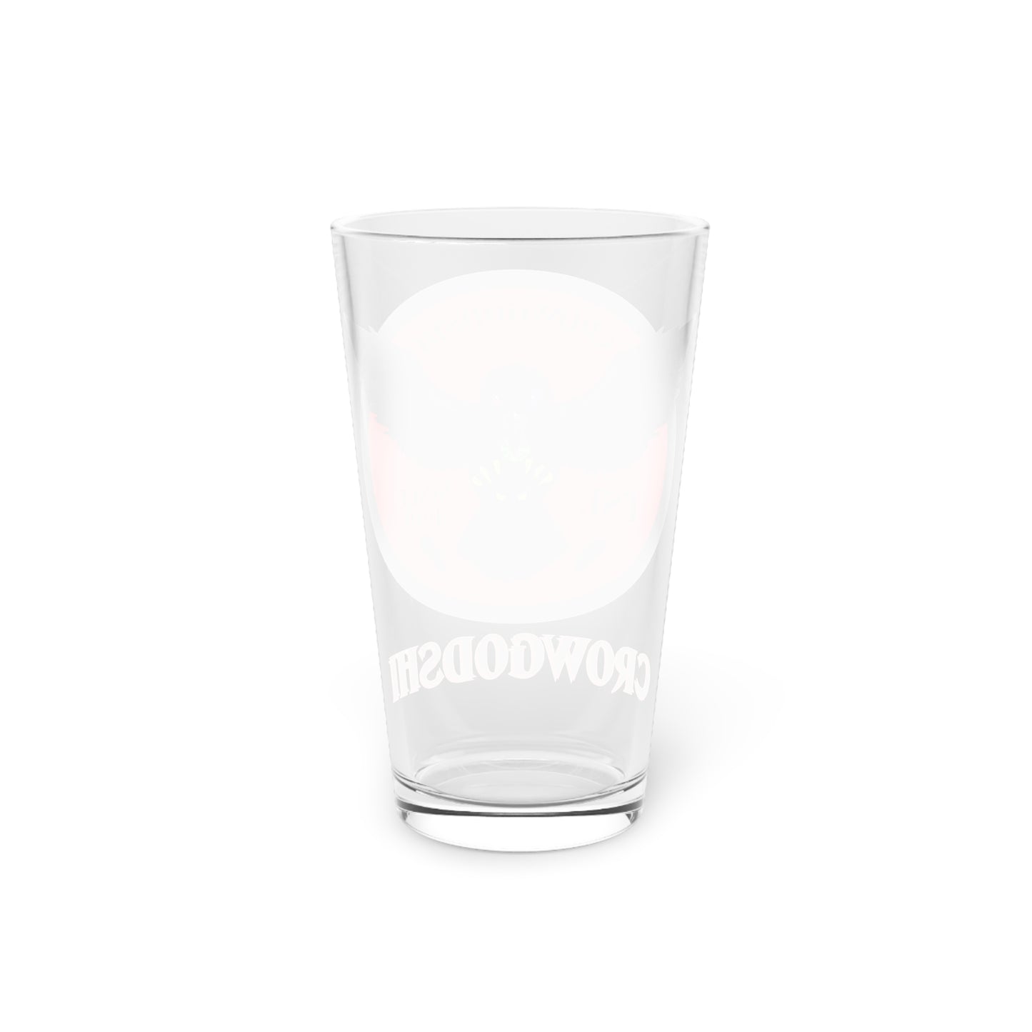 Red Logo Crowgodshi Pint Glass, 16oz