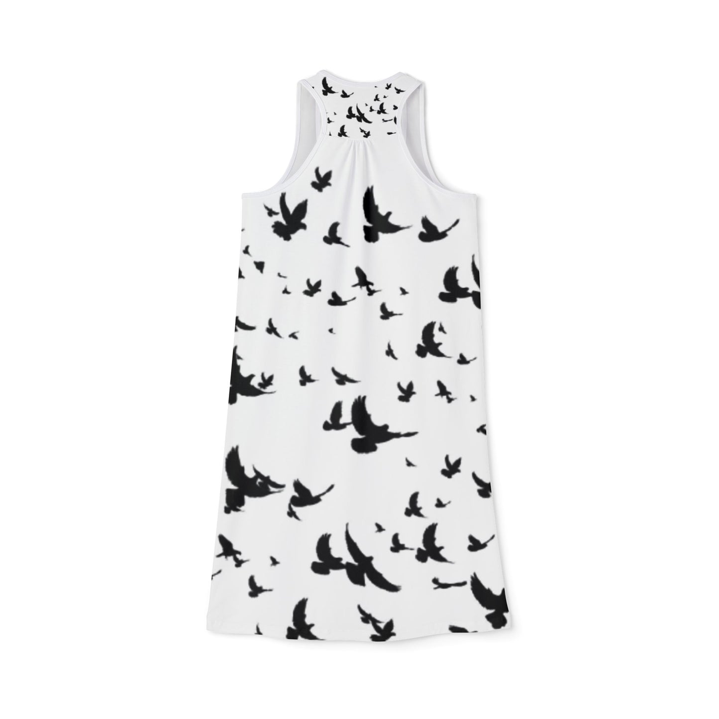 Boho Chic Women's Racerback Dress with Bird Print - Perfect for Summer Outings