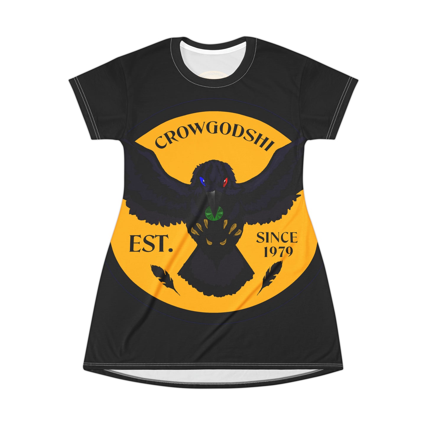 Crowgodshi Symbol T-Shirt Dress, GOLD LOGO