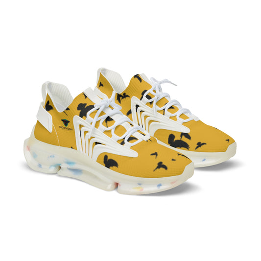 Crowgodshi Mesh Sneakers with Artistic Bird Print