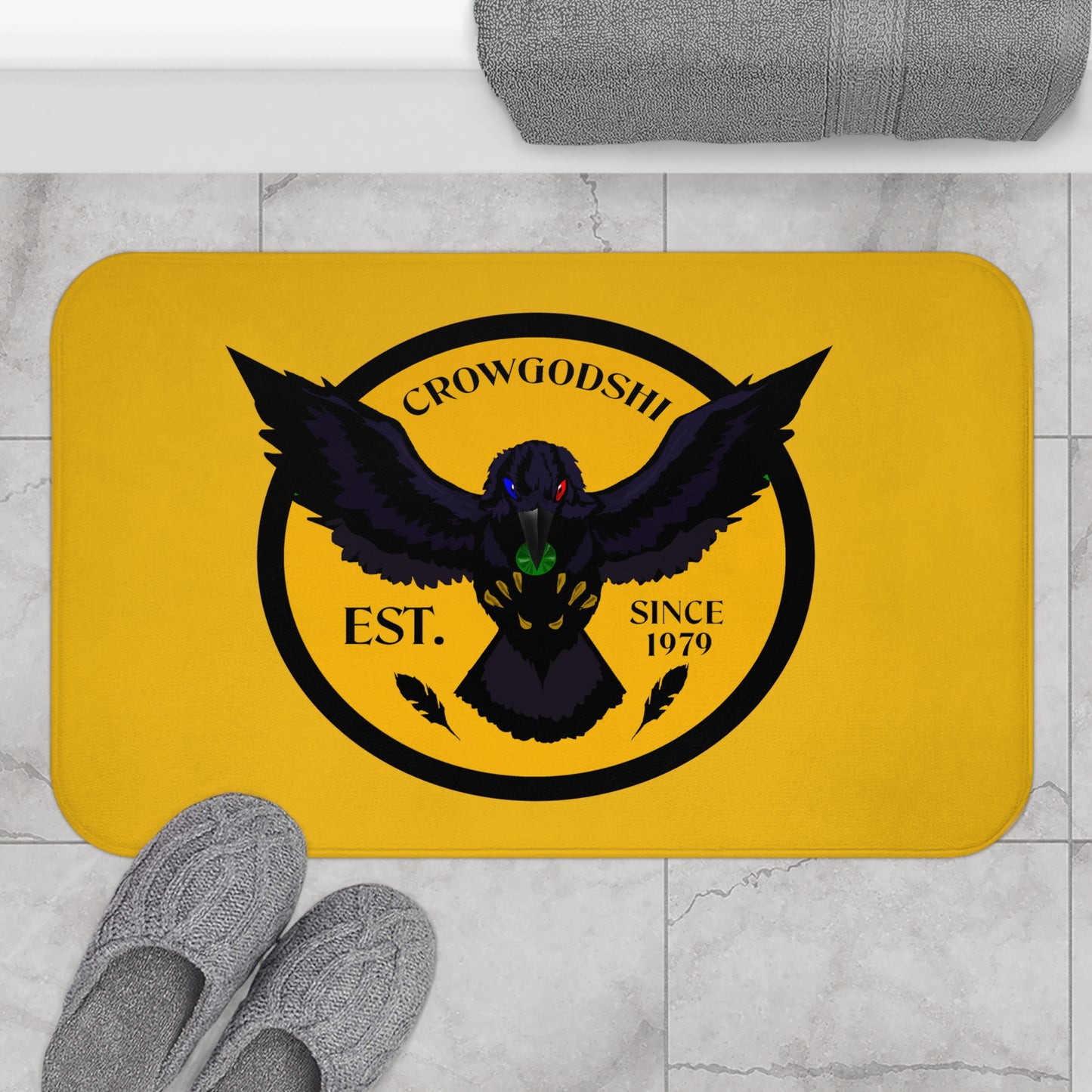 Crowgodshi First Generation Bath Mat, GOLD LOGO