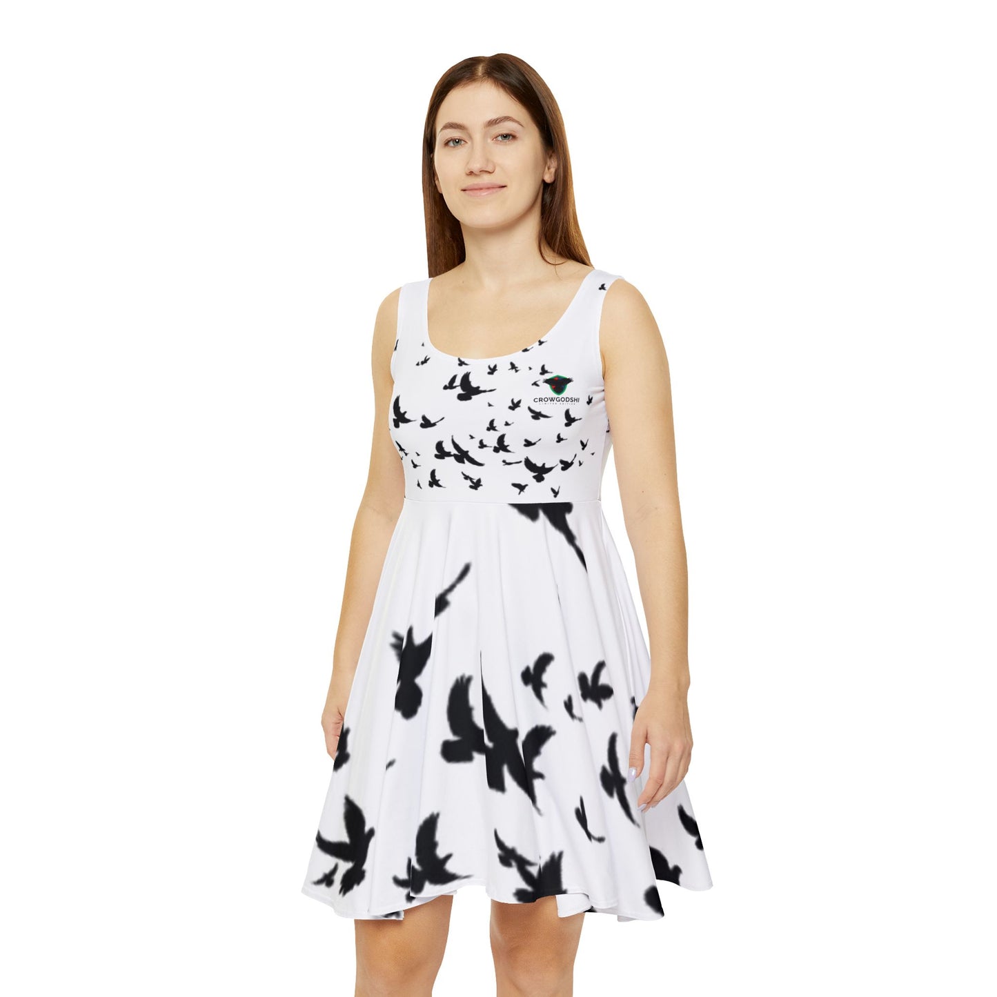 Blackbird Print Women's Skater Dress - Stylish & Flowy Casual Wear