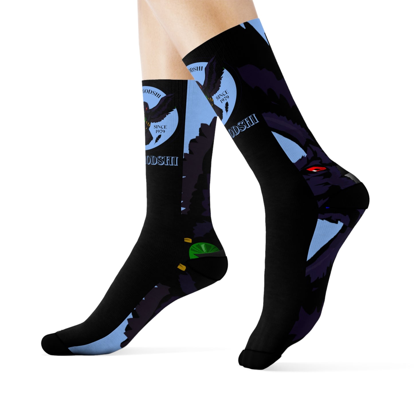 Crowgodshi First Generation Limited Edition Black Socks, CAROLINA BLUE LOGO