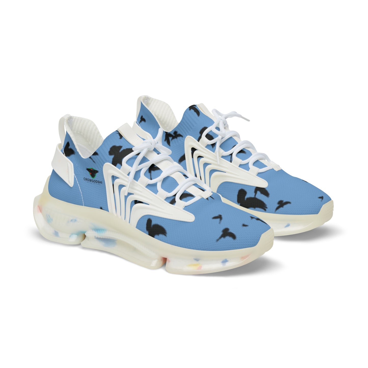 Crowgodshi Mesh Sneakers with Artistic Bird Print