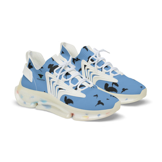 Crowgodshi Mesh Sneakers with Artistic Bird Print