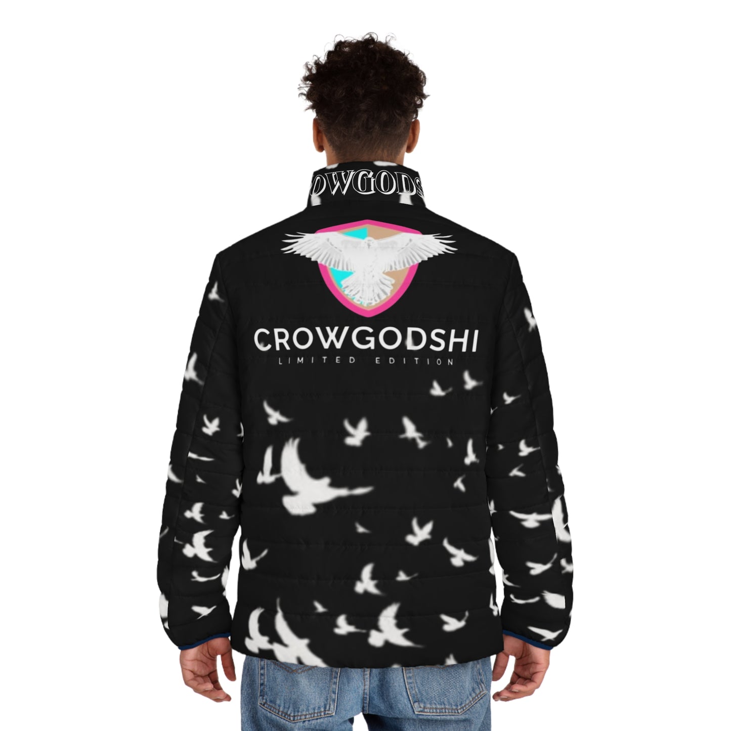 Crowgodshi Limited Edition Men's Puffer Jacket WHITE CROWS
