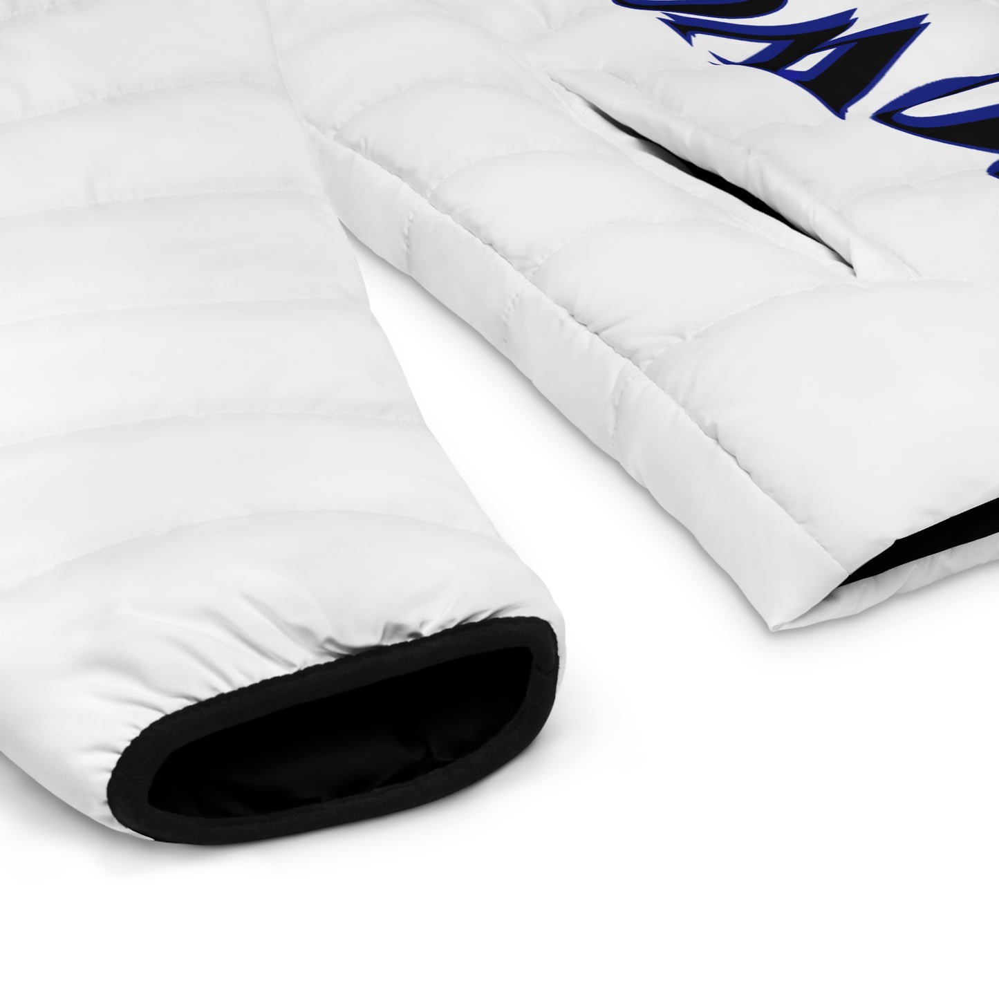 Men's CROWGODSHI 2nd GEN Puffer Jacket, WHITE W/ DUKE BLUE LOGO