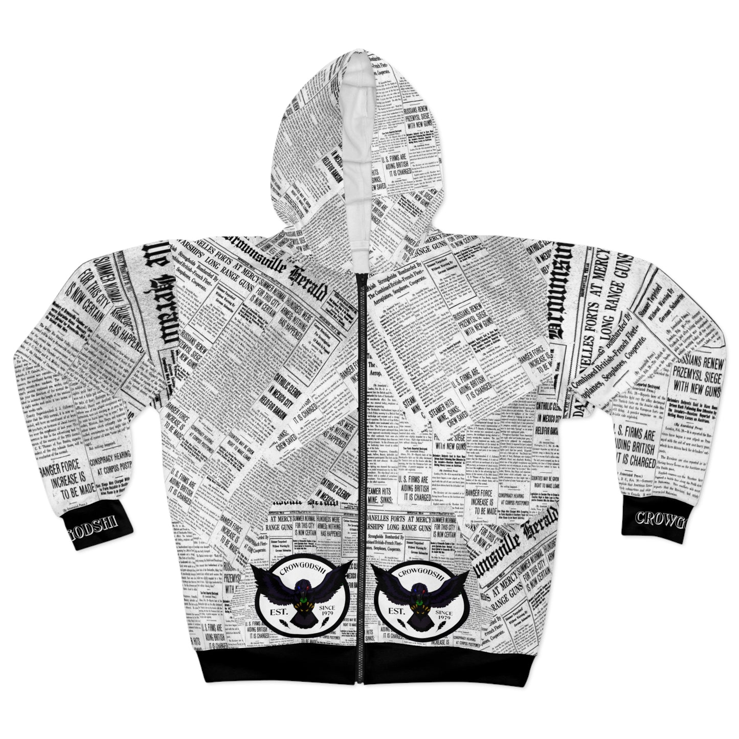 Crowgodshi Designer "The News" Zipped Hoodie