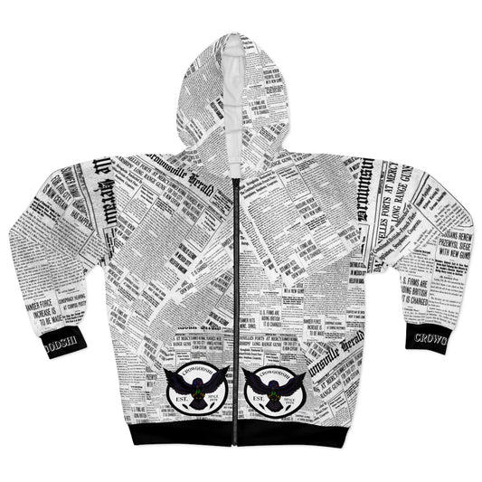 Crowgodshi Designer "The News" Zipped Hoodie