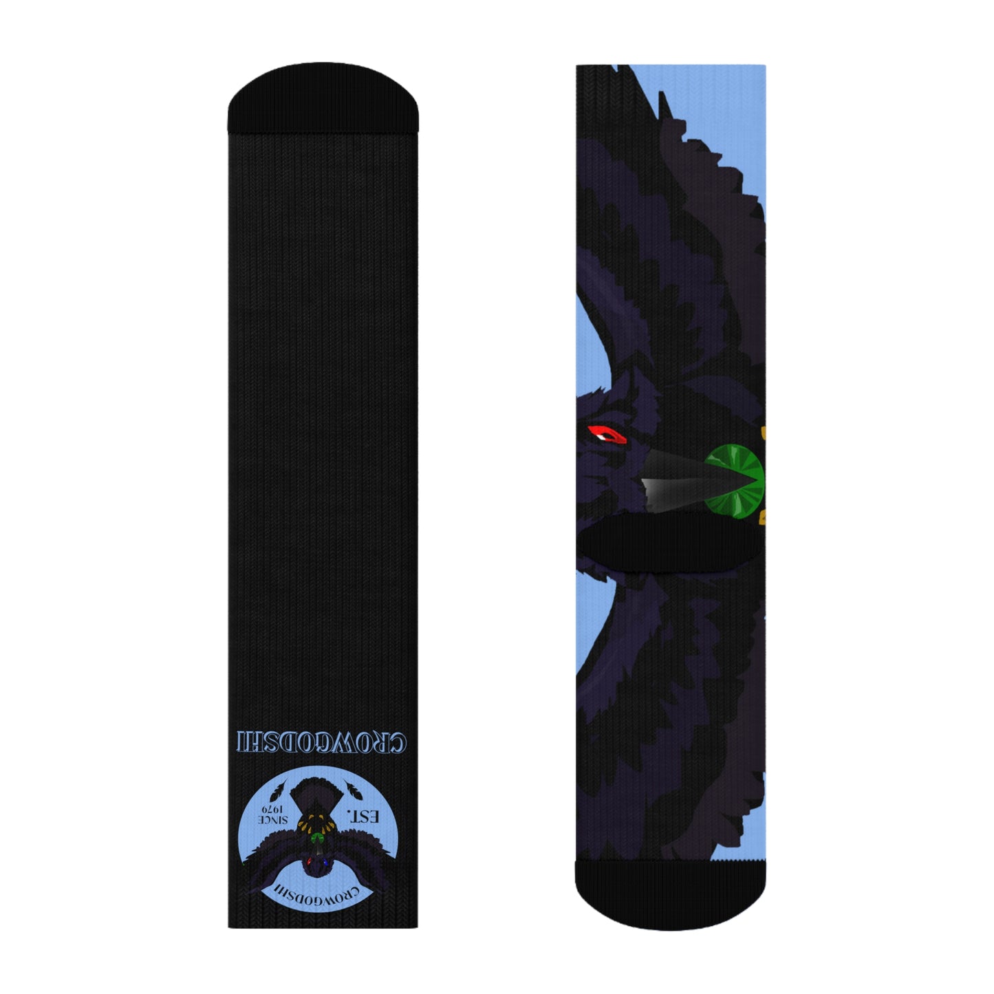 Crowgodshi First Generation Limited Edition Black Socks, CAROLINA BLUE LOGO