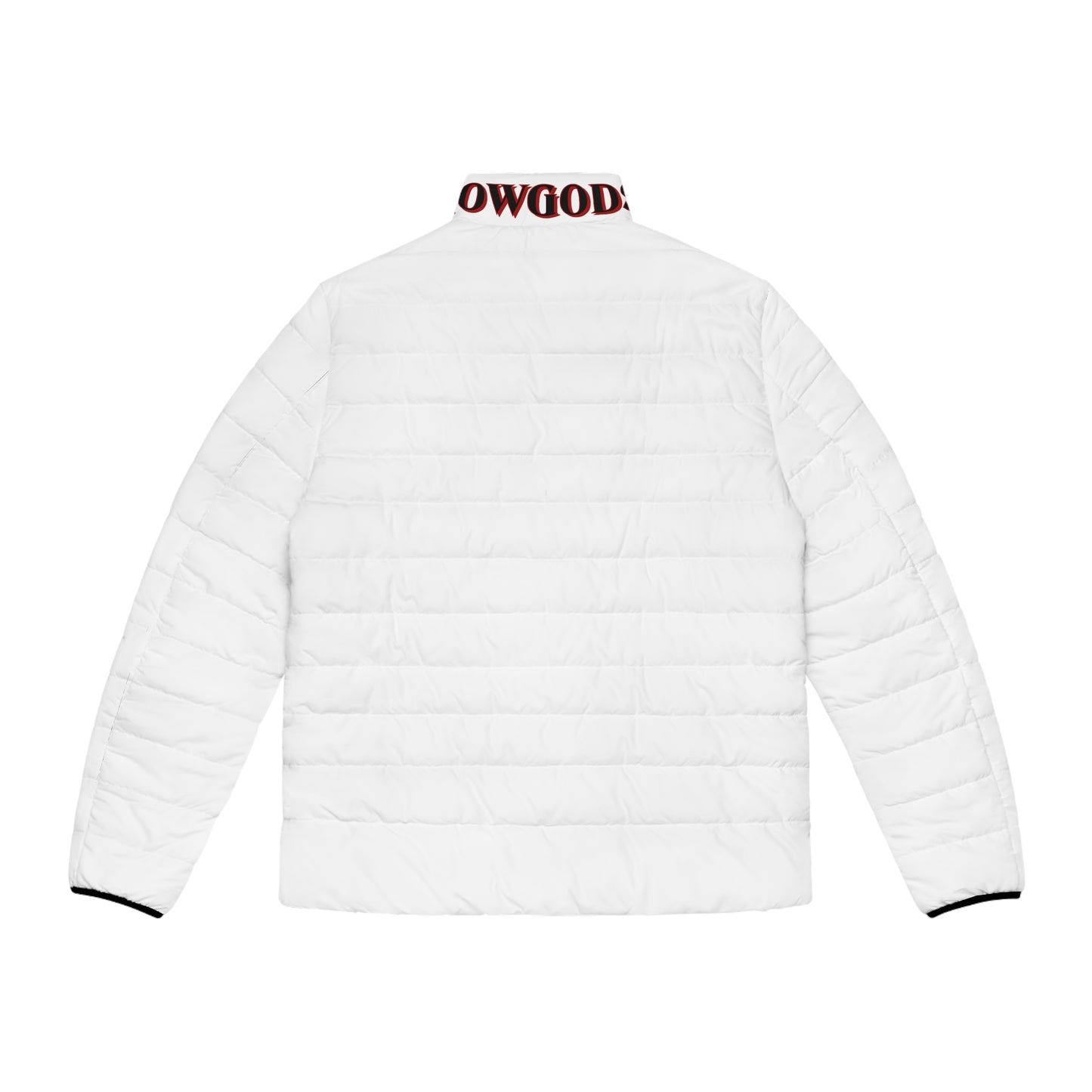 Men's CROWGODSHI 2nd GEN Puffer Jacket, WHITE W/ BURGUNDY LOGO