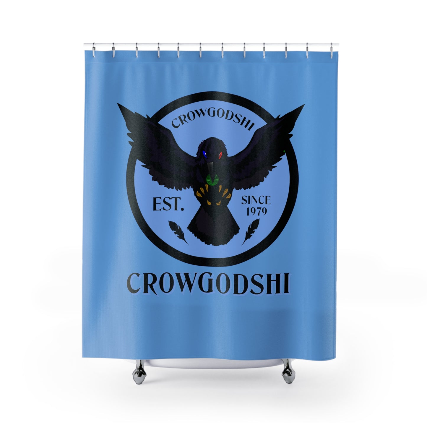 Crowgodshi First Generation Shower Curtain, CAROLINA BLUE LOGO