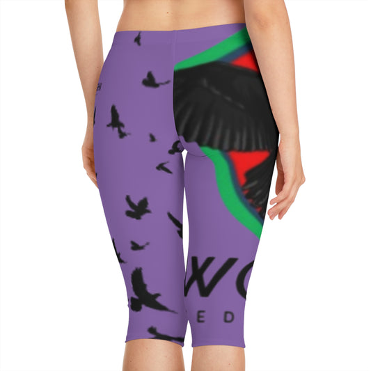 Stylish Women's Capri Leggings with Crow Design | Perfect for Casual Wear and Fitness