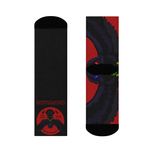 Crowgodshi First Generation Limited Edition Black Socks, BURGUNDY LOGO