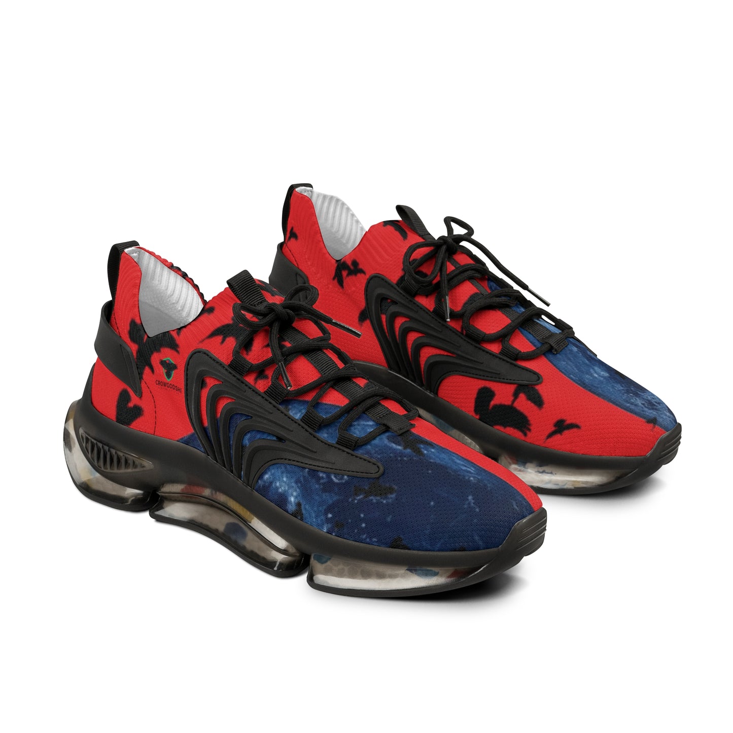 Crowgodshi Mesh Sneakers with Artistic Bird Print