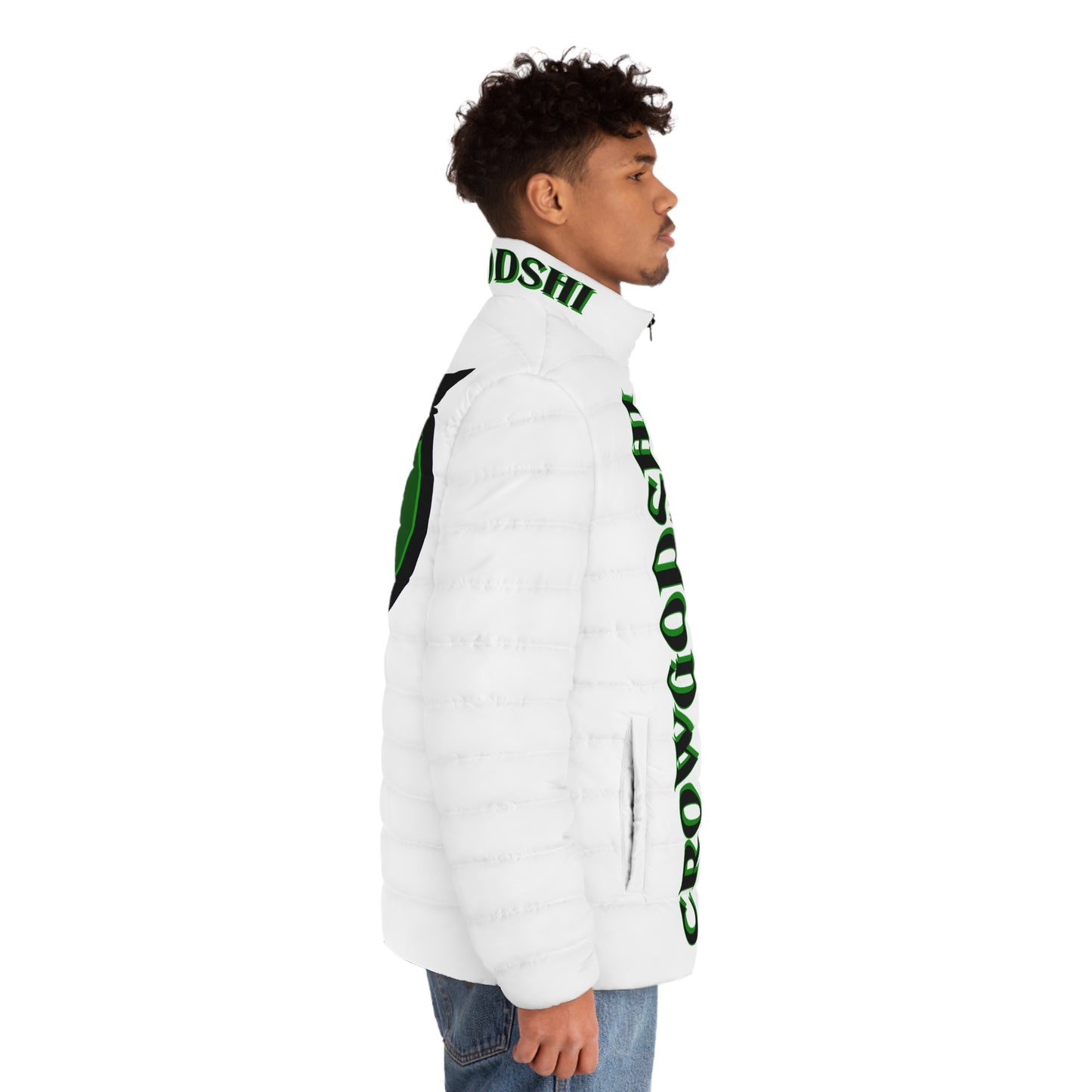Men's 3rd GEN Puffer Jacket, WHITE W/ GREEN LOGO
