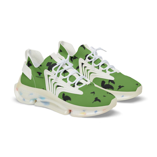 Crowgodshi Mesh Sneakers with Artistic Bird Print