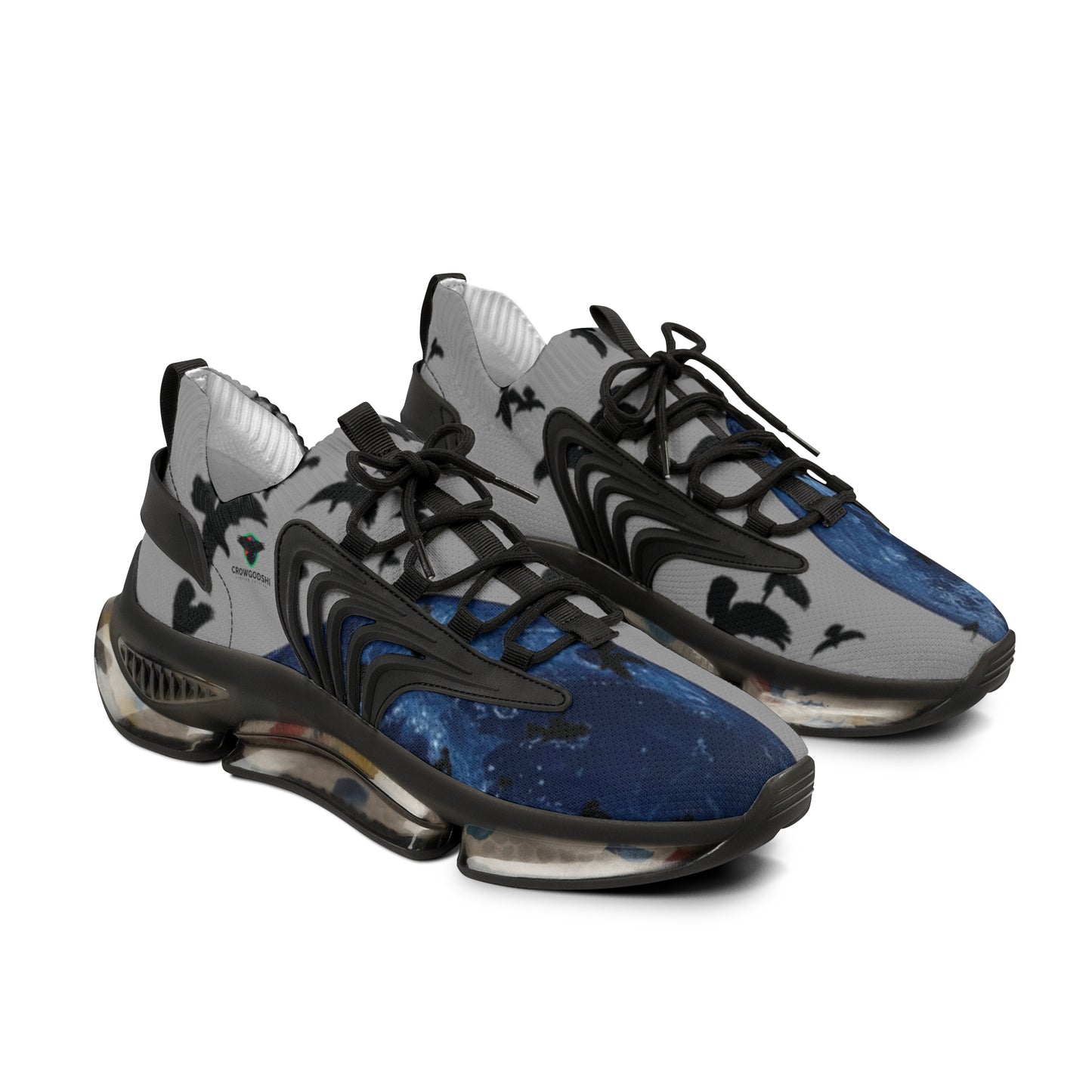 Crowgodshi Mesh Sneakers with Artistic Bird Print