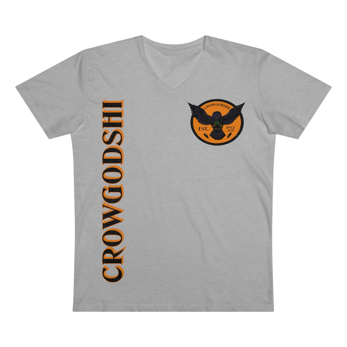 Crowgodshi Designer First Generation Men’s Presenter V-neck, ORANGE LOGO