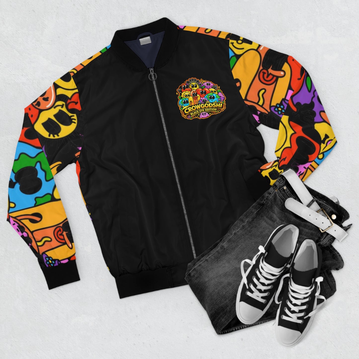 Crowgodshi Designer Black Eye Edition Bomber Jacket